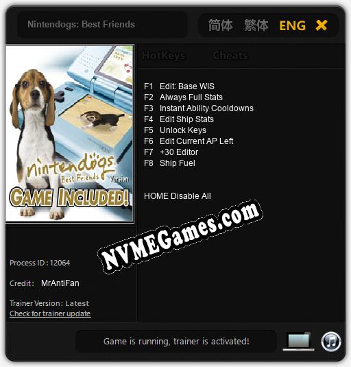 Nintendogs: Best Friends: Cheats, Trainer +8 [MrAntiFan]