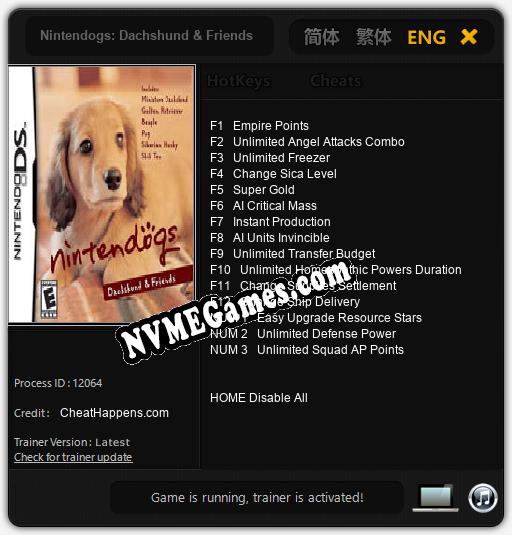 Nintendogs: Dachshund & Friends: Cheats, Trainer +15 [CheatHappens.com]