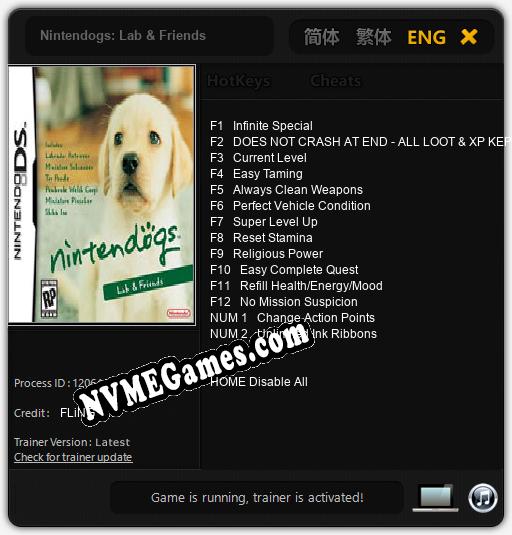 Nintendogs: Lab & Friends: Treinador (V1.0.80)