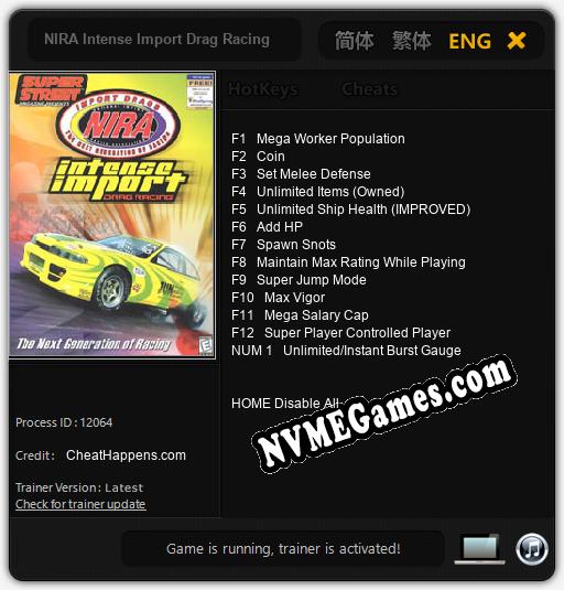 NIRA Intense Import Drag Racing: Trainer +13 [v1.4]