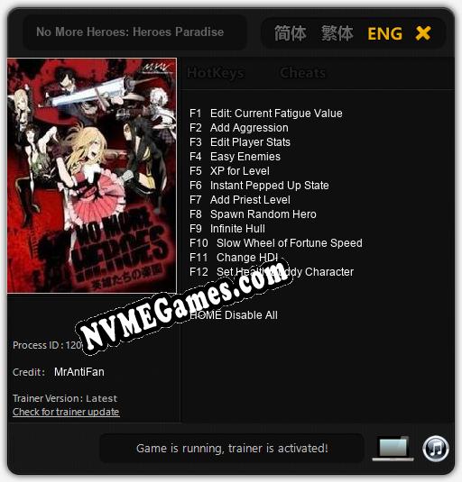 No More Heroes: Heroes Paradise: Treinador (V1.0.34)