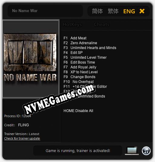 No Name War: Trainer +13 [v1.5]