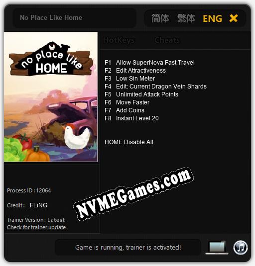 No Place Like Home: Cheats, Trainer +8 [FLiNG]