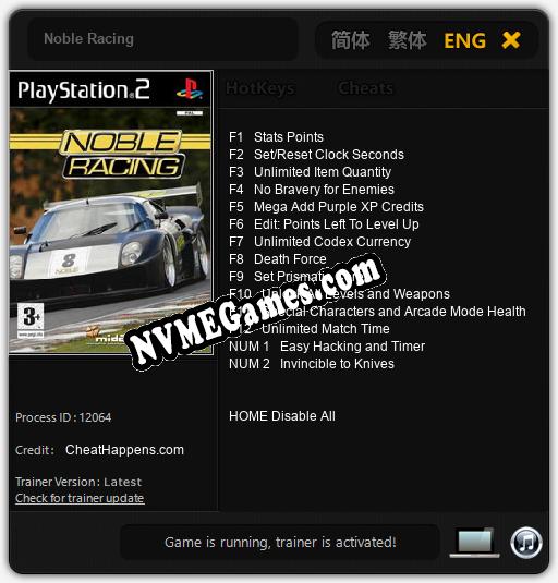 Noble Racing: Cheats, Trainer +14 [CheatHappens.com]