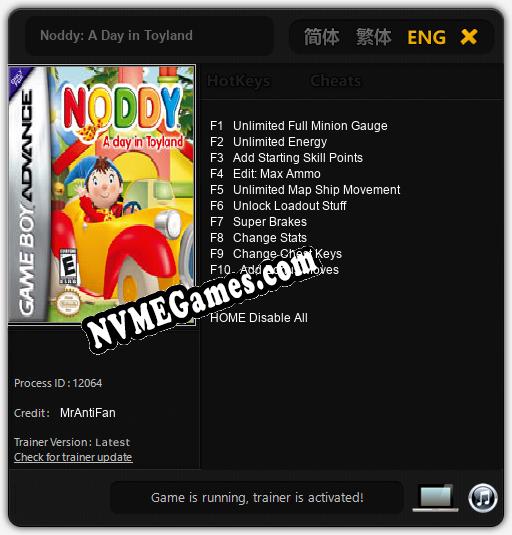 Noddy: A Day in Toyland: Trainer +10 [v1.4]