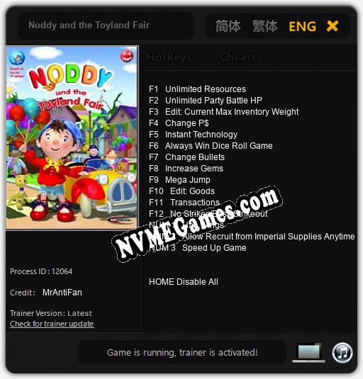Noddy and the Toyland Fair: Trainer +15 [v1.6]