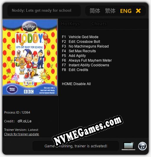 Noddy: Lets get ready for school: Trainer +8 [v1.6]