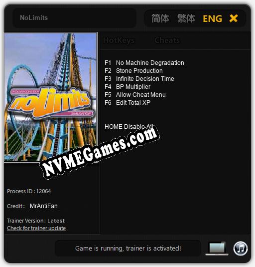 NoLimits: Treinador (V1.0.79)