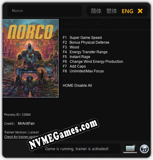 Norco: Trainer +8 [v1.2]