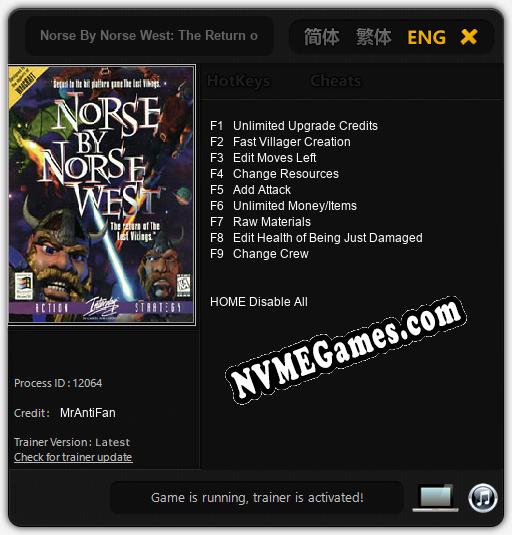 Treinador liberado para Norse By Norse West: The Return of The Lost Vikings [v1.0.5]