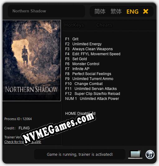 Treinador liberado para Northern Shadow [v1.0.3]