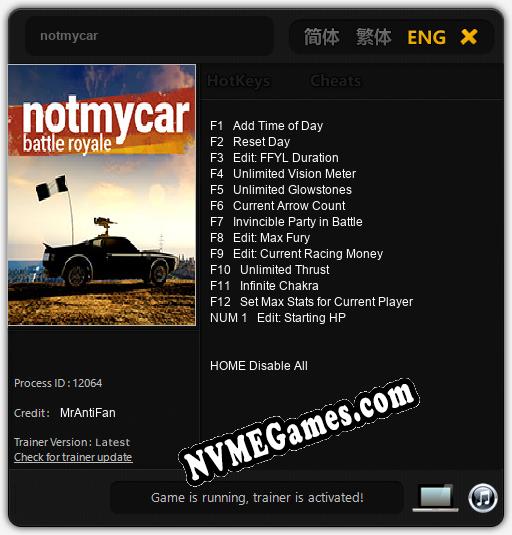 notmycar: Trainer +13 [v1.7]