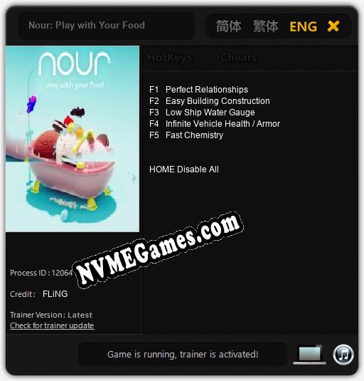 Treinador liberado para Nour: Play with Your Food [v1.0.8]
