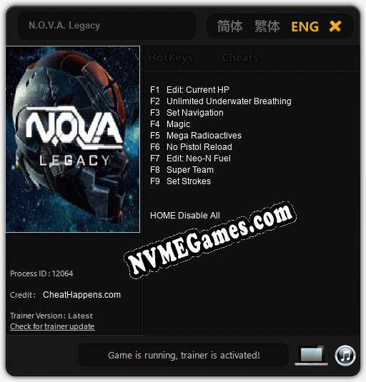 N.O.V.A. Legacy: Trainer +9 [v1.8]