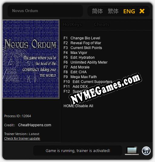 Novus Ordum: Trainer +12 [v1.2]