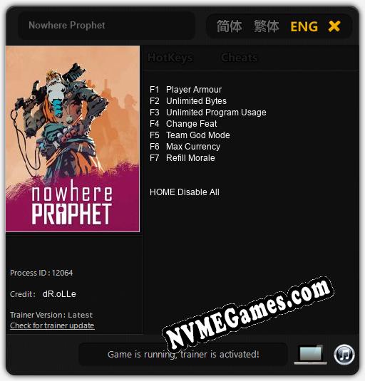 Nowhere Prophet: Trainer +7 [v1.3]