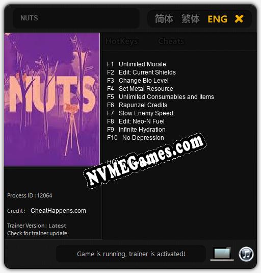 NUTS: Cheats, Trainer +10 [CheatHappens.com]