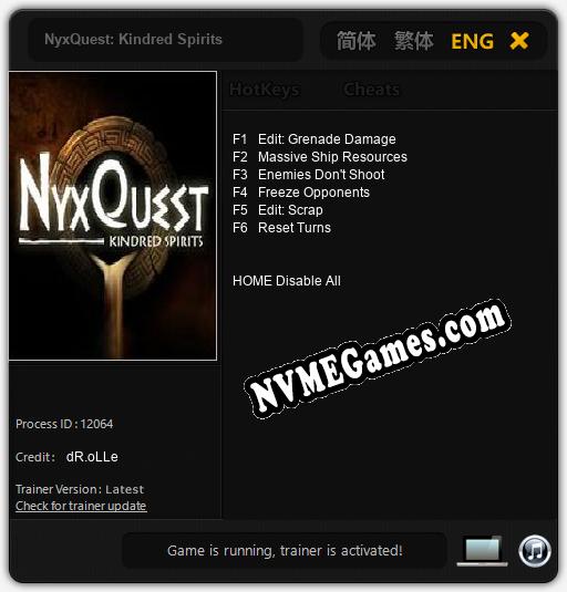 NyxQuest: Kindred Spirits: Cheats, Trainer +6 [dR.oLLe]