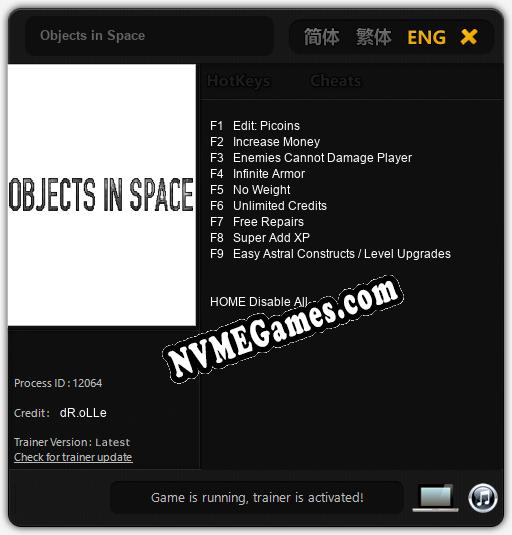 Objects in Space: Cheats, Trainer +9 [dR.oLLe]