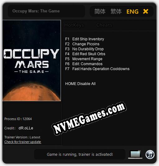 Occupy Mars: The Game: Treinador (V1.0.97)