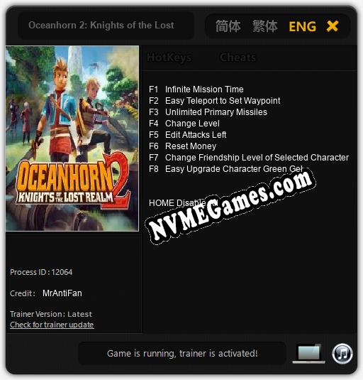 Treinador liberado para Oceanhorn 2: Knights of the Lost Realm [v1.0.8]