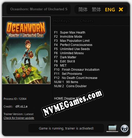 Treinador liberado para Oceanhorn: Monster of Uncharted Seas [v1.0.3]