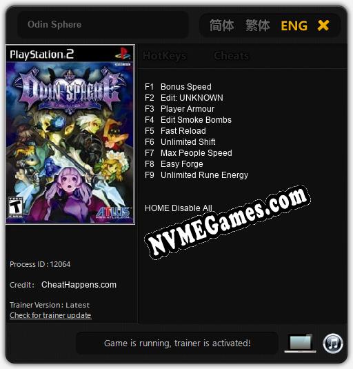 Odin Sphere: Trainer +9 [v1.9]