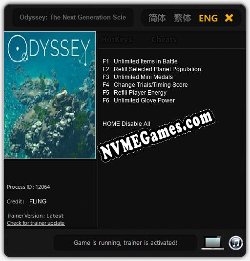 Odyssey: The Next Generation Science Game: Treinador (V1.0.42)