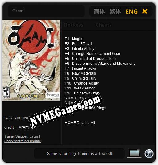 Treinador liberado para Okami [v1.0.3]