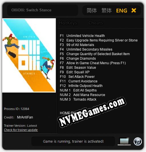 OlliOlli: Switch Stance: Treinador (V1.0.1)