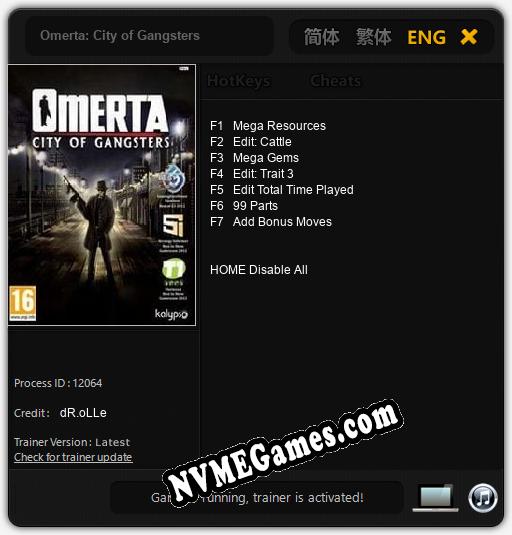 Omerta: City of Gangsters: Trainer +7 [v1.8]