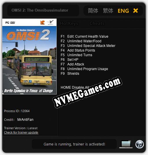 Treinador liberado para OMSI 2: The Omnibussimulator [v1.0.8]