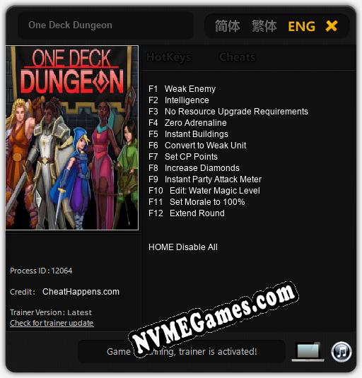 One Deck Dungeon: Cheats, Trainer +12 [CheatHappens.com]