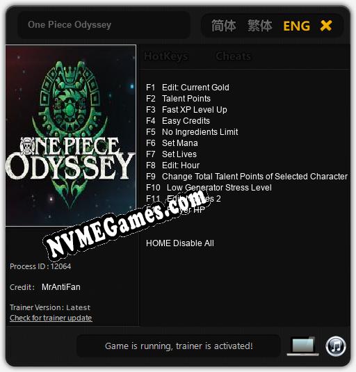 One Piece Odyssey: Cheats, Trainer +12 [MrAntiFan]