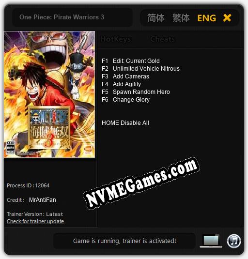 One Piece: Pirate Warriors 3: Treinador (V1.0.90)