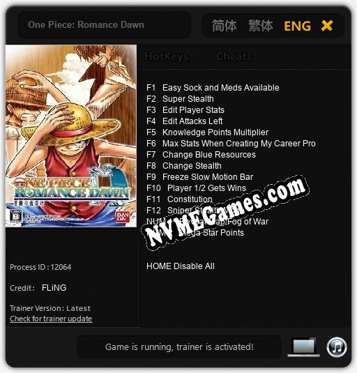 One Piece: Romance Dawn: Cheats, Trainer +14 [FLiNG]