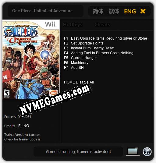 One Piece: Unlimited Adventure: Treinador (V1.0.77)