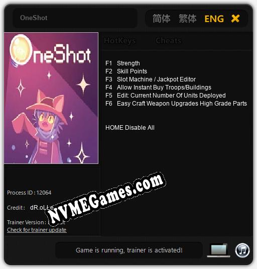 OneShot: Trainer +6 [v1.7]