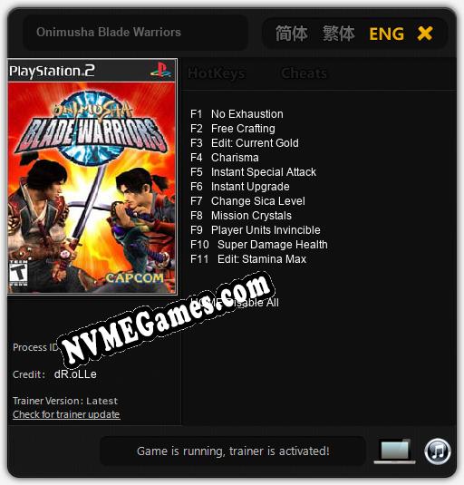 Onimusha Blade Warriors: Trainer +11 [v1.8]