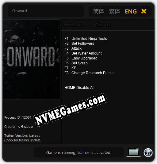 Onward: Trainer +8 [v1.3]