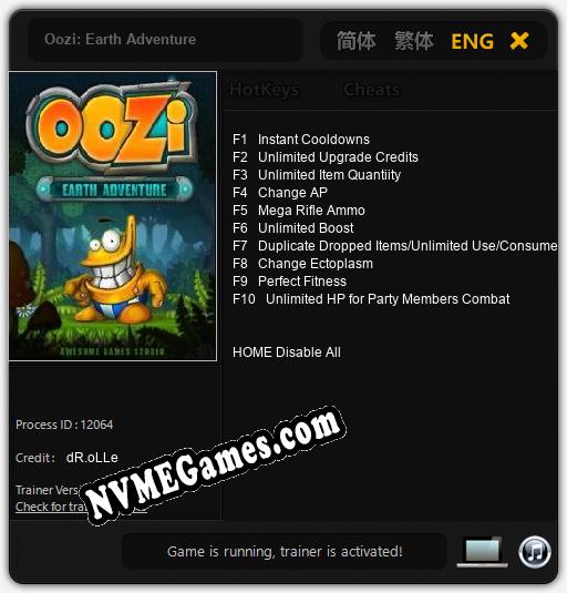 Oozi: Earth Adventure: Treinador (V1.0.25)