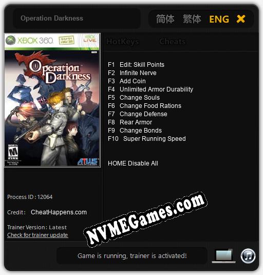 Operation Darkness: Cheats, Trainer +10 [CheatHappens.com]