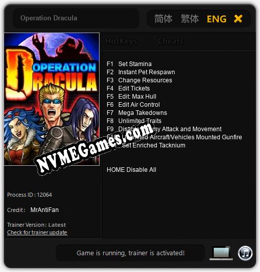 Operation Dracula: Cheats, Trainer +11 [MrAntiFan]