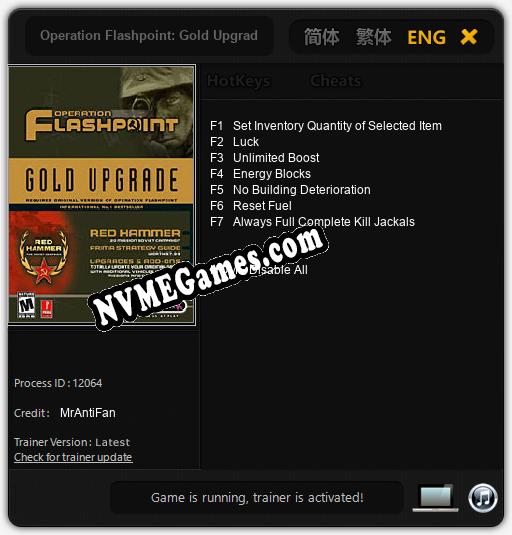 Operation Flashpoint: Gold Upgrade: Trainer +7 [v1.1]