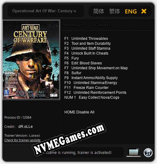 Operational Art Of War: Century of Warfare: Cheats, Trainer +13 [dR.oLLe]