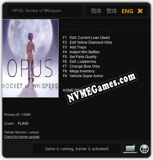 OPUS: Rocket of Whispers: Cheats, Trainer +9 [FLiNG]