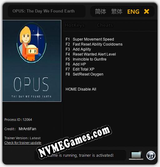 OPUS: The Day We Found Earth: Trainer +8 [v1.1]