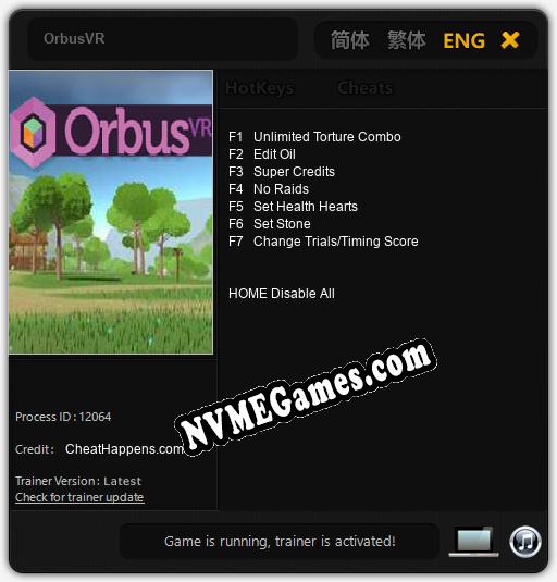 OrbusVR: Cheats, Trainer +7 [CheatHappens.com]