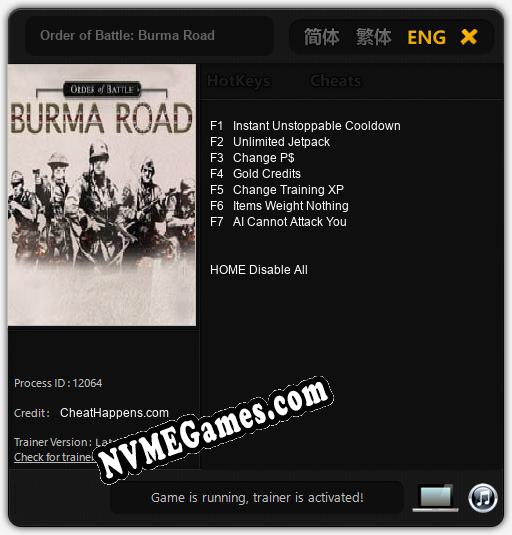 Treinador liberado para Order of Battle: Burma Road [v1.0.1]