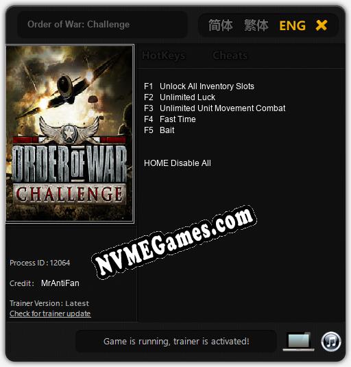 Order of War: Challenge: Cheats, Trainer +5 [MrAntiFan]